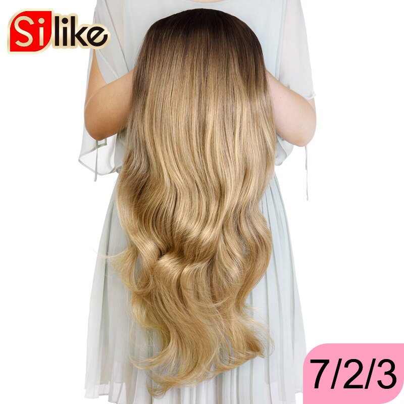 Silike Synthetische 3/4 Halb Perücken 24 Zoll Lange blond Wellenförmige Perücke Mit Clip in Haar Verlängerung 16 Farbe 210g für Schwarz Weiß Frauen: 7.2.3