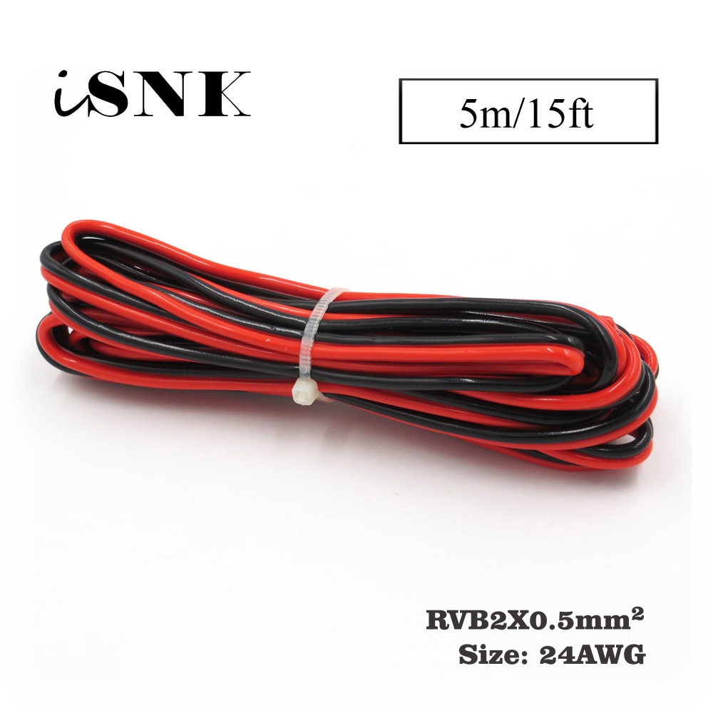 5m x 24 awg 0.5 mm 2 pvc isolerad 2- stifts koppartråd iec rvb pvc elektriska kablar ledd lampremsa förlänga solenergi diy anslut