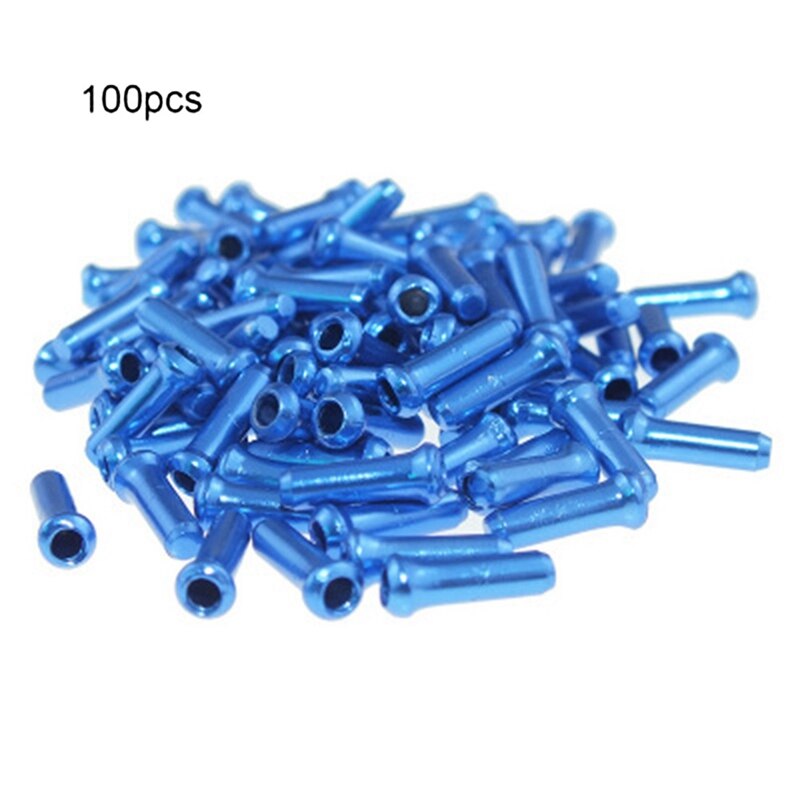 100 Stks/pak Aluminium Fiets Cable End Caps Mtb Racefiets Brake Cable End Cap Past Voor Brake Shift derailleur Kabel: Blue