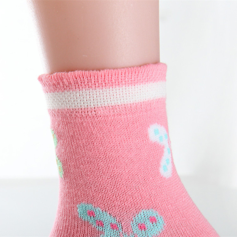 5 pairs/lot Spring Autumn Girls Socks Cotton Butterfly Candy Color Socks For Girls 3- 12 Year Children Socks