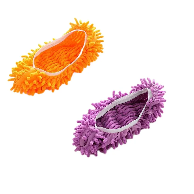 Chenille Stof Mop Slippers Thuis Vloerreiniging Dweilen Schoenen Wateropname Voetsokken Mop Caps Multifunctionele schoonmaakschoenen: Black