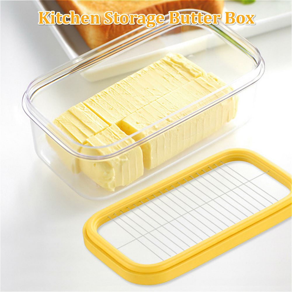 Smør opbevaringsboks beholder gennemsigtig ostepasser bakke med skærer skiver låg smør fad boks hjem køkken assosiering