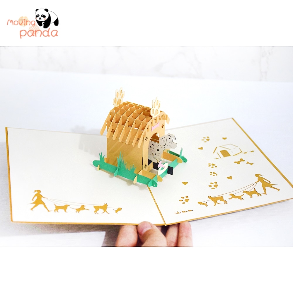 3D Pop-Up Kaarten Puppy 'S Home Card Voor Liefhebbers Familie Vrienden Verjaardag Festival Wenskaart Ansichtkaarten Kaart met Envelop