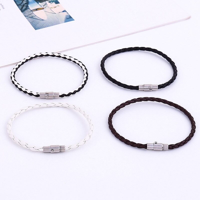 Theeleeshipin mænds armbånd brun sort flettet læder armbånd mænds magnetlås smykker 4 6mm