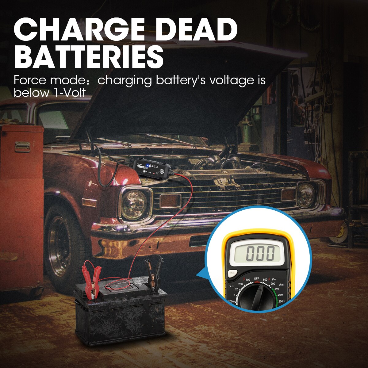 Car Battery Charger Topdon T1200 6V 12V Automatic Lead Acid Lithium Batteries Charger IP65 Car Motorcycle Battery Charger