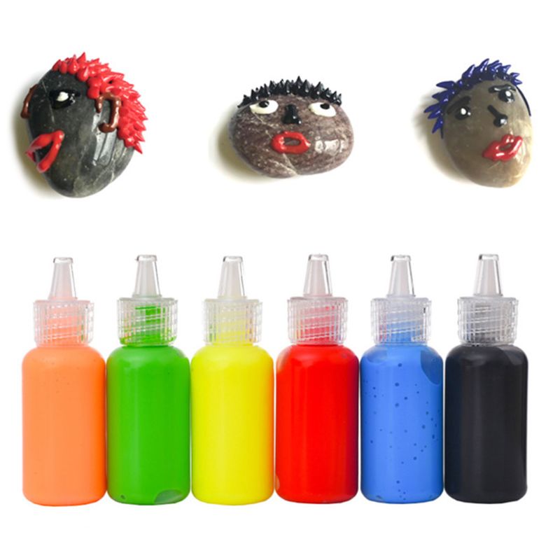 1 Set 6/12Colors 3D Acrylic Pigment Watercolor Paint Drawing Art DIY Handmade Painting Tool Supplies