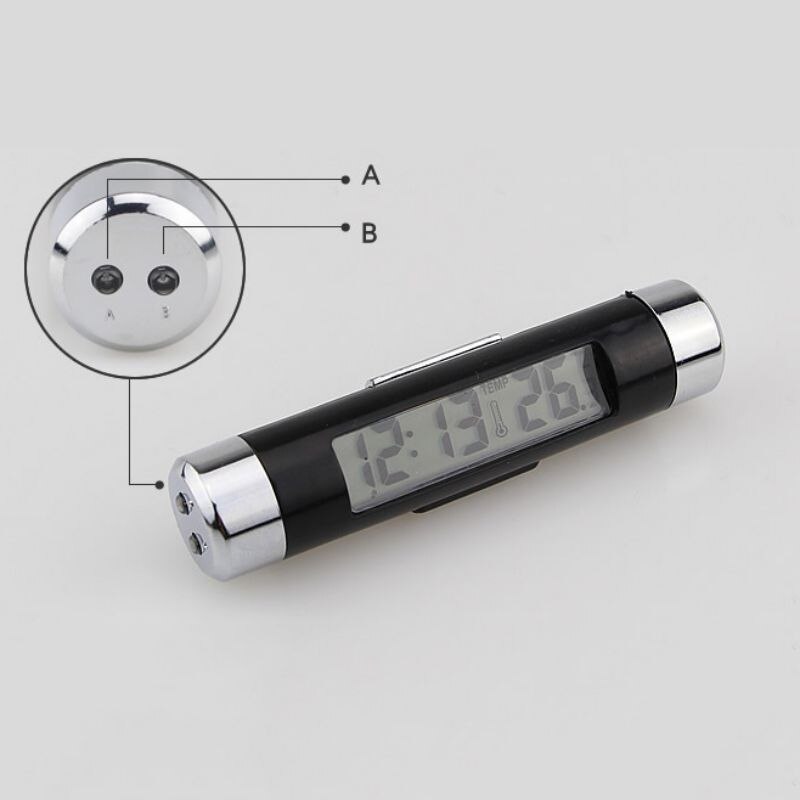 Portable 2 In 1 Car LED Screen Clock Digital LCD Clock & Temperature Display Electronic Clock Thermometer With Battery