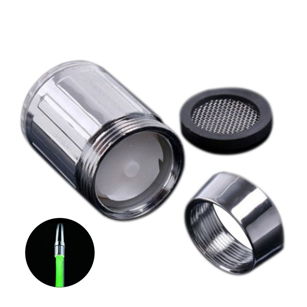 LED Temperature Sensitive 3-Color Light-up Faucet Kitchen Bathroom Glow Water Saving Faucet Aerator Tap Nozzle Shower LED Faucet: Green With Adapter