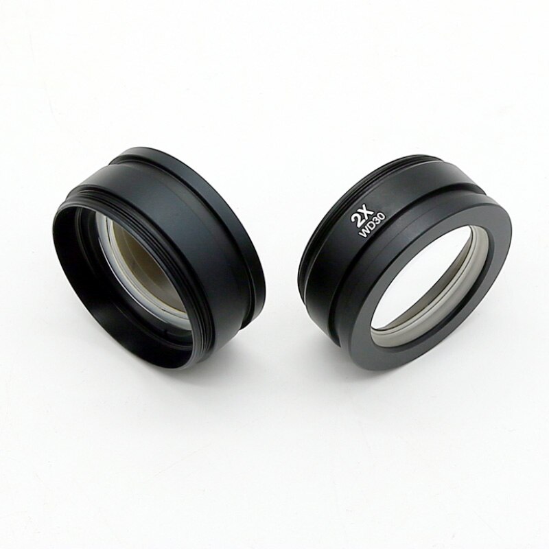 2X Auxiliary Lens WD30 Barlow Objective Lens M48*0.75 for Stereo Microscope Optical Glass Monocular Industry Microscope