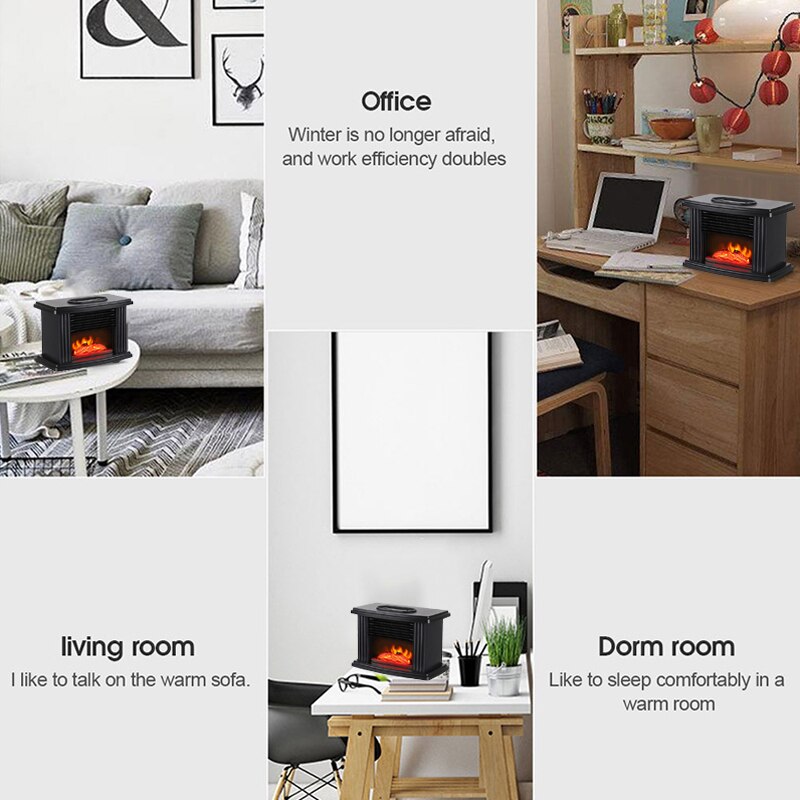 Electric Fireplace Heater Portable Household Heater Desktop Flame Heater Stove 1000W Warmer Air Fan For Living Room EU Plug