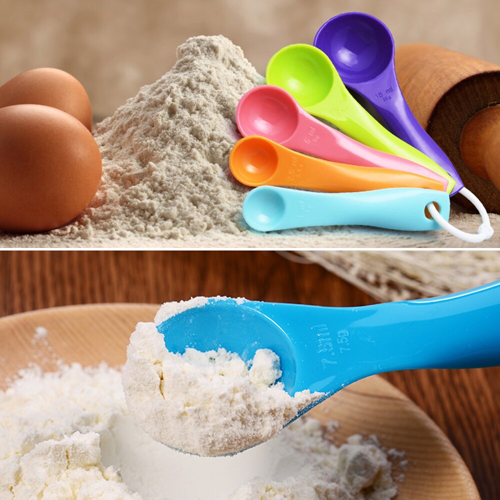 7 Pieces/ Set of Plastic Measuring Cups and Spoons Kitchen Homes Measuring Tea Coffee Kitchen Utensils Baking Homes Baking Tray