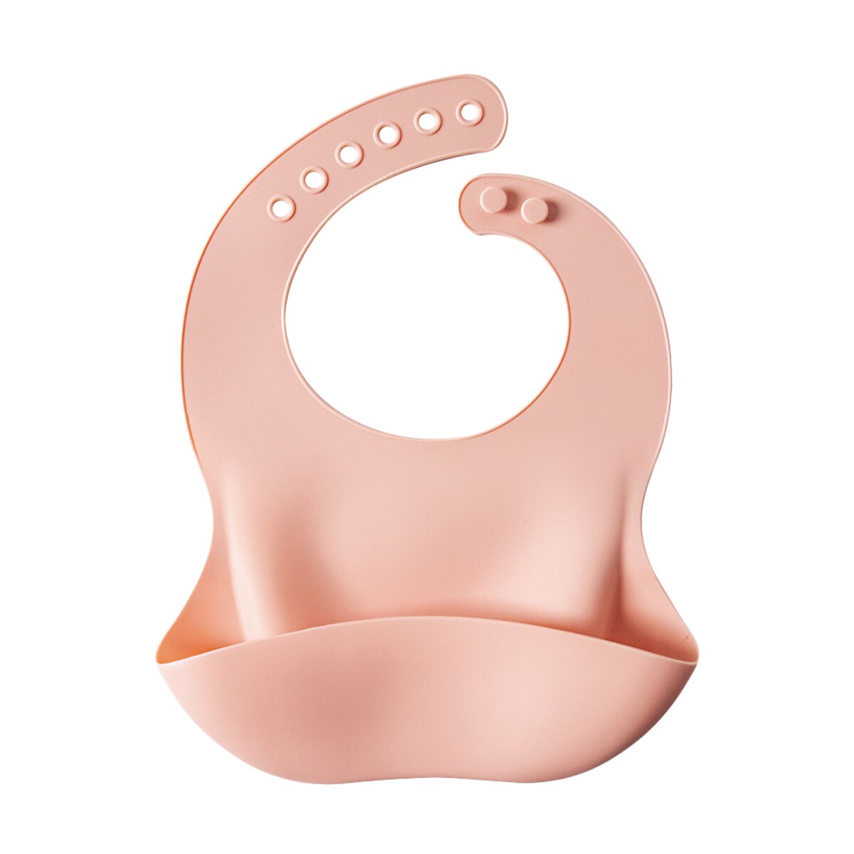 Babero de bebé de 4-6M, pañuelo para comer, Color sólido, hebilla ajustable, frontal suave, bolsillo, ropa para la cena: Rosa