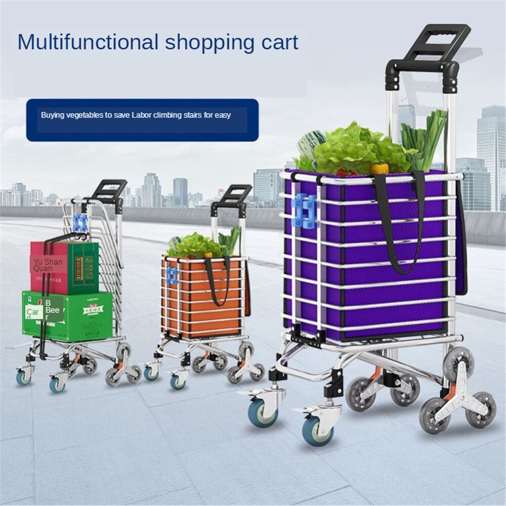 B-life købmand indkøb hånd lastbil vogne aluminiumslegering trappe klatrehjul trolley dolly vasketøjspose foldbar