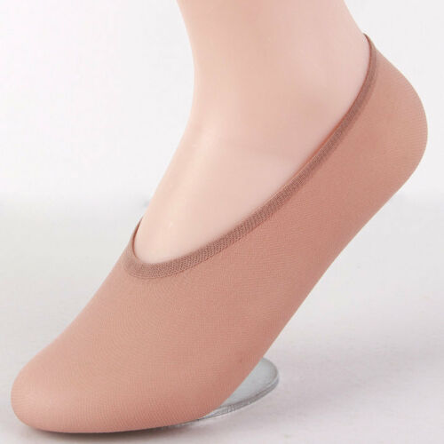 10 par usynlige tynde sok tøfler fodtøj sko liner træner ballerina kvinder no show peds low cut antiskid bund sokker: Dyb beige