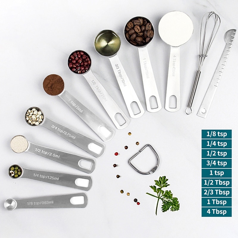 Ensemble de cuillères-mesure en acier inoxydable, ustensiles de mesure lourds pour la cuisine et la cuisson à la maison, pour faire des gâteaux