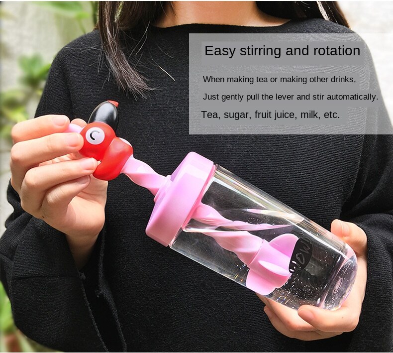 Toucan stirring sippy cup male and female students readily cup juice cup Korean children plastic cup cup