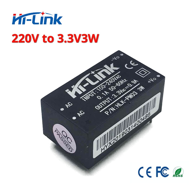 Trasporto libero 2 pz/lotto Ciao-collegamento HLK-PM03 220v 3.3V 3W AC DC mini formato isolato fare un passo verso il basso modulo di alimentazione