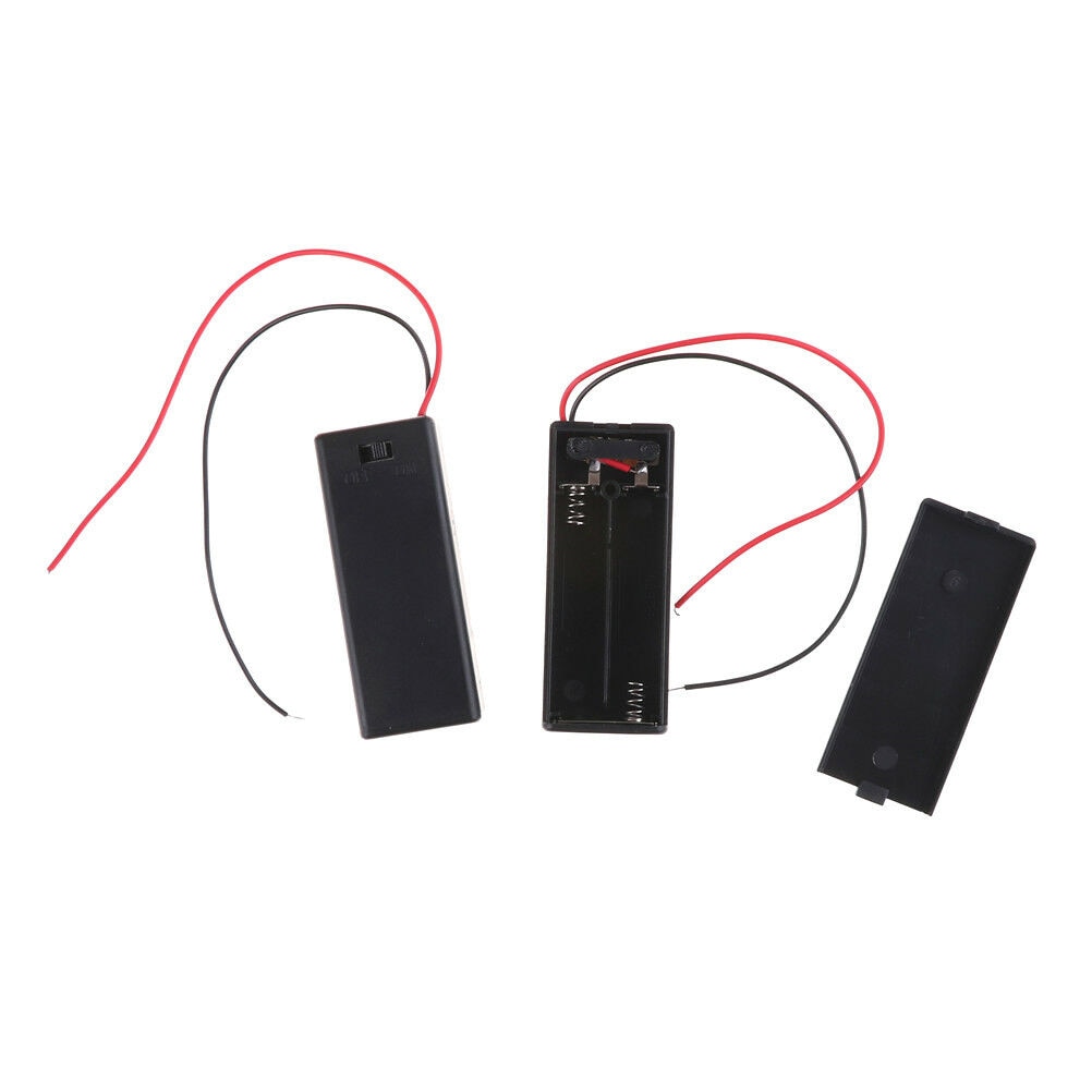 2Pcs 2 X Aaa 3V Batterij Box Holder Case Plastic Met Draad Met Schakelaar En Deksel