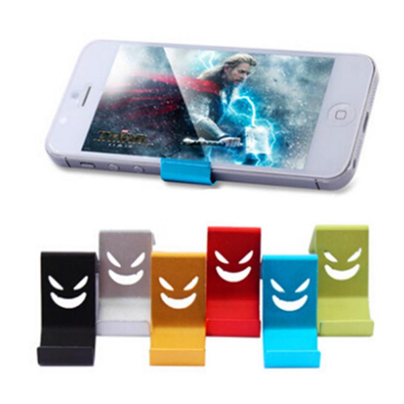 Cell Phone Holder Universal Random Color Metal Smile Shape Home Office Mini Portable Smartphone Fixed Holder Racks
