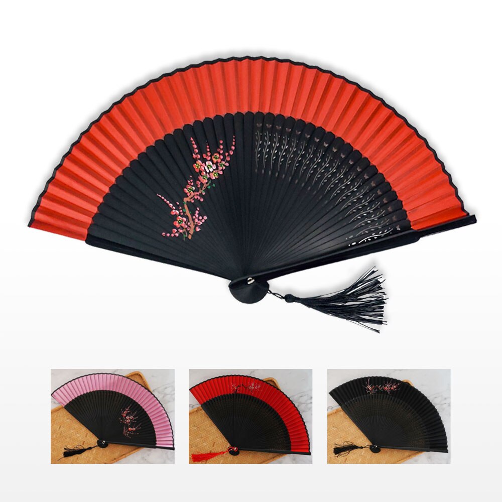Chinese Stijl Rood Zwart Vintage Hand Fan Folding Fans Dance Wedding Party Favor Chinese Dance Party Vouwen Fans Bamboe