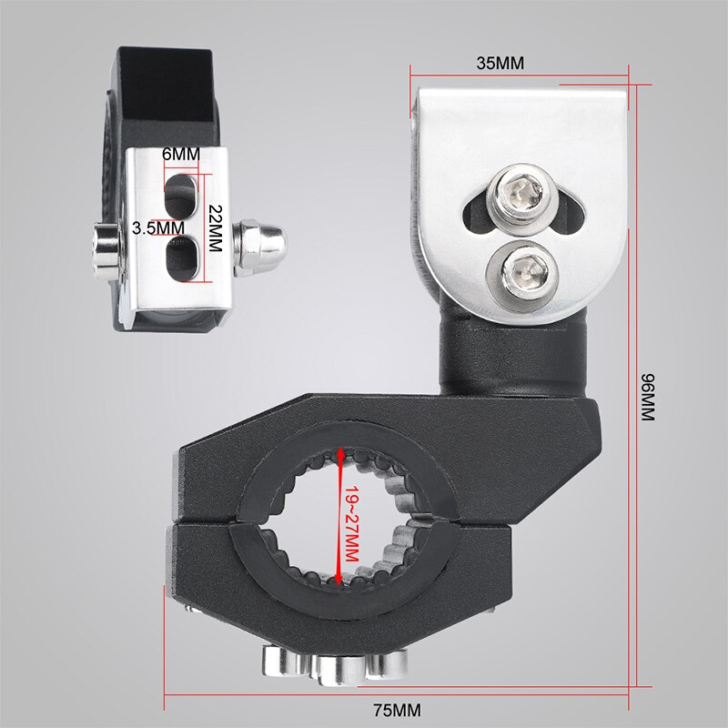 Motorcycle Spotlight Bracket 19-27mm Flip-chip Aluminum Motorcycle Bumper Spotlight Auxiliary Lamp Metal Bracket Universal