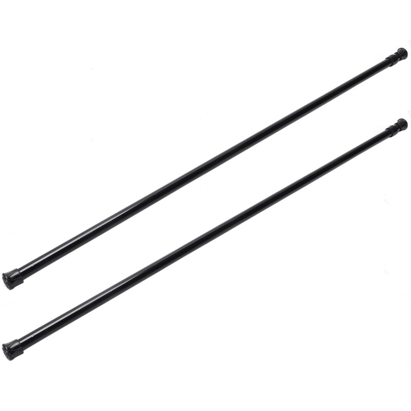 2X Extendable Telescopic Spring Loaded Net Voile Tension Curtain Rail Pole Rods,70-120Cm,Black