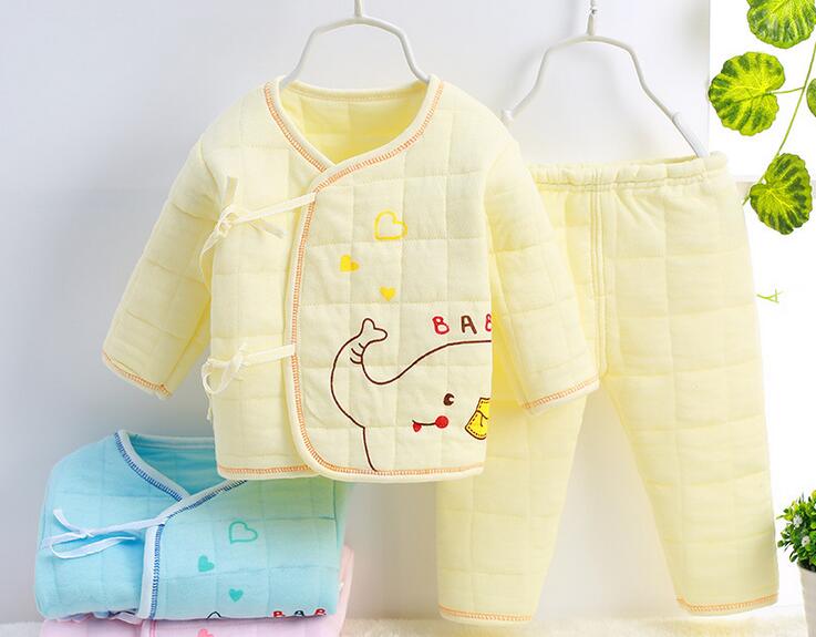 (2 stks/set) Pasgeboren Baby Kleding Set Baby Jongen/Meisje Kleding 100% katoen knop Ondergoed, 0024