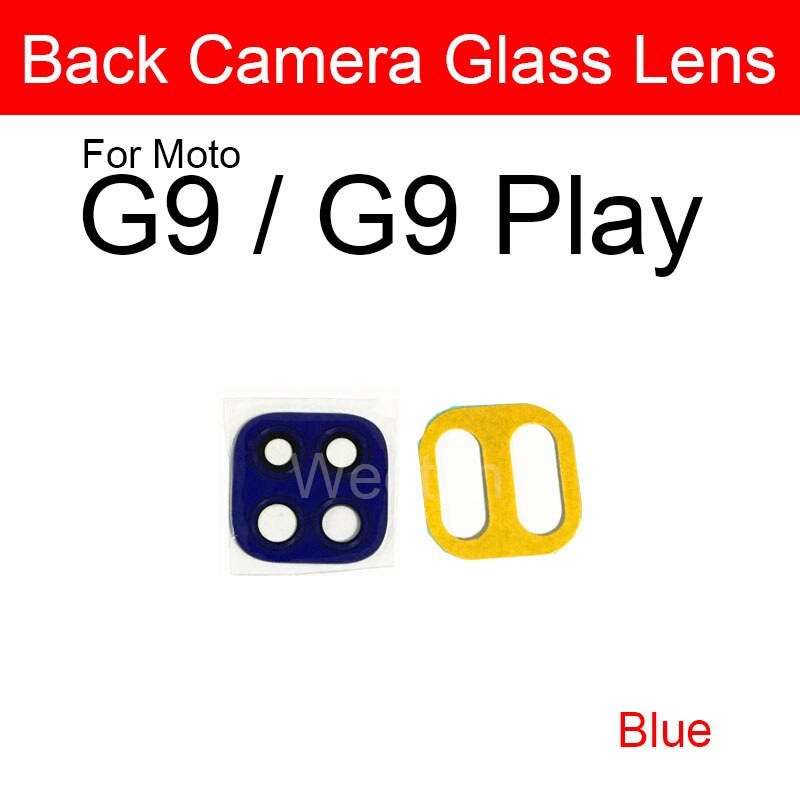 Terug Camera Lens Glas Voor Motorola Moto G9 Plus Play Power Achteruitrijcamera Lens Glas Met Sticker Vervanging Reparatie: G9 G9 Play blue