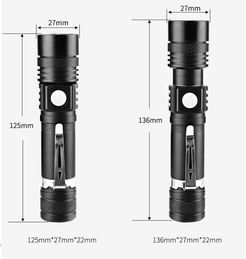 Linterna LED ultrabrillante con XP-L V6, lámpara LED ultrabrillante de XP-L V6, con cuentas, a prueba de agua con zoom, 4 modos de iluminación, carga USB multifunción