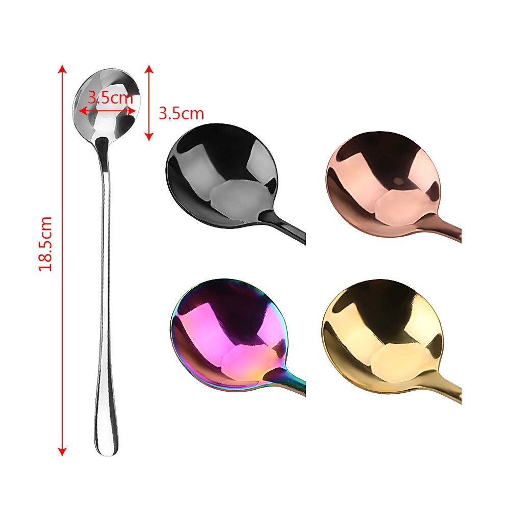 Hilife rund form långhandtag spoontableware sked hem kökice kaffesked 18.5 cm rostfritt stål