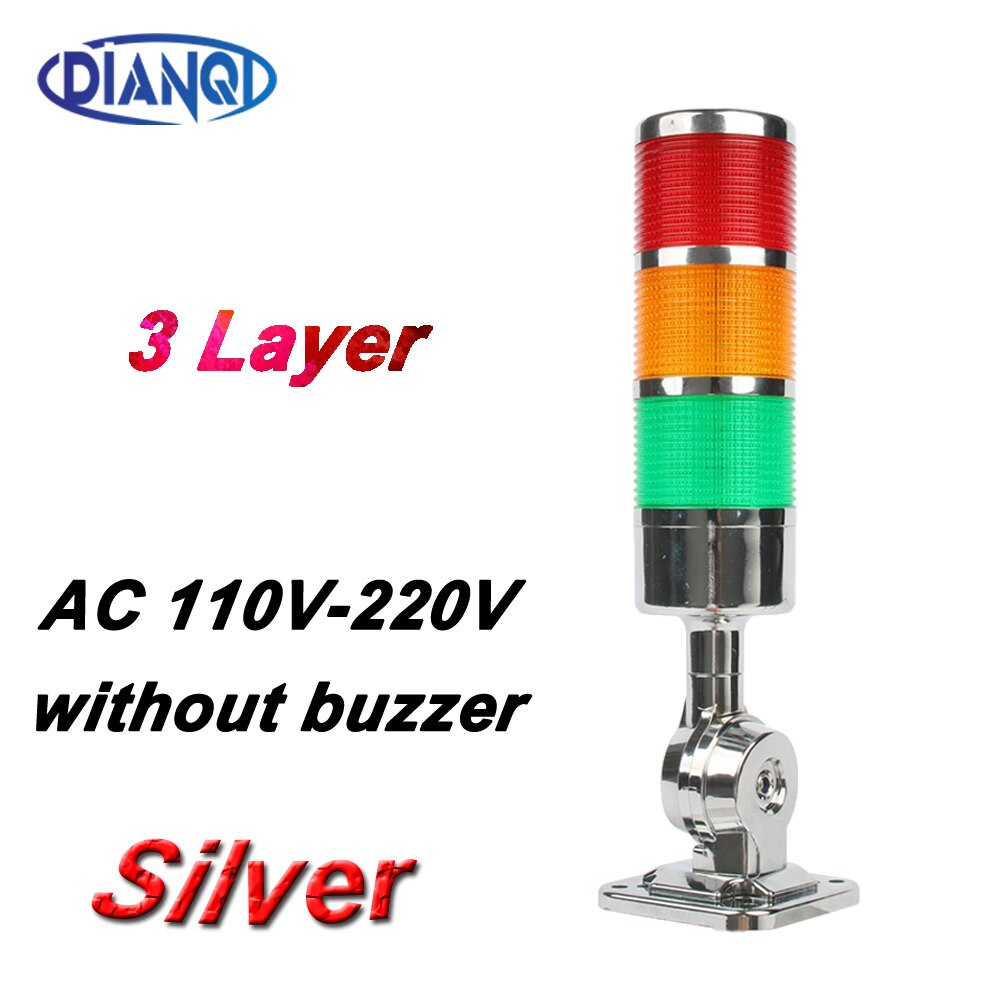 Voyant d'avertissement industriel à 3 couches pour machine CNC, DC 24V 12V AC220V 110V, lumière clignotante constante, lumière rotative à 180 piles: Rouge