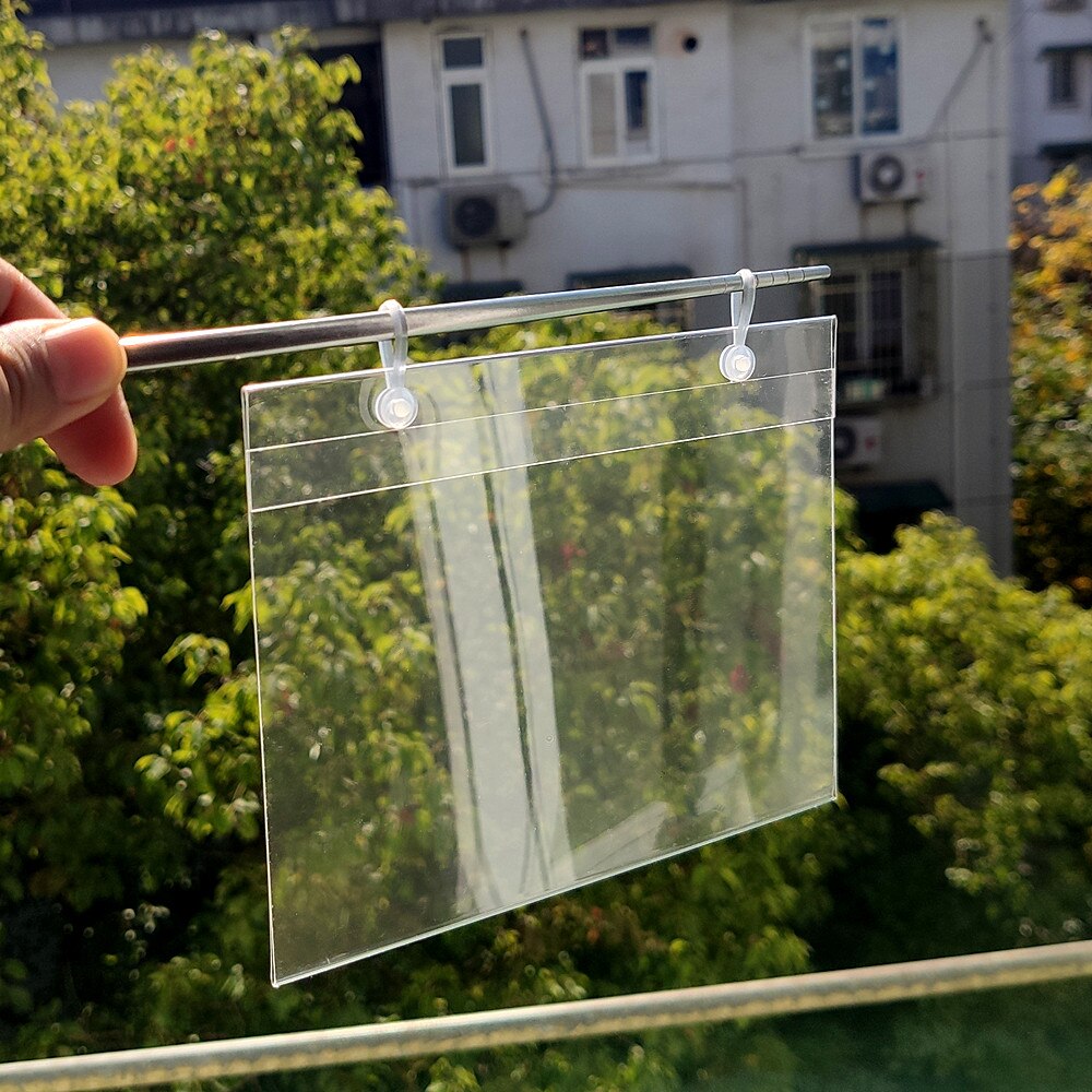 Plastic PVC Price Label Card Envelope Sleeve Cover A4 A5 A6 Clear Hanging Hook Retail Poster 20sets