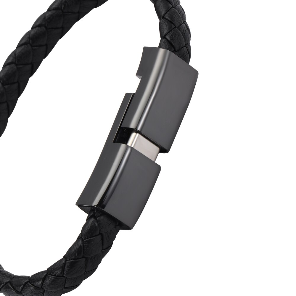 1 Pc -Styling Leather Bracelet With Micro USB Type C USB Data Sync Charging Fast Charge Cable Wristband For Android