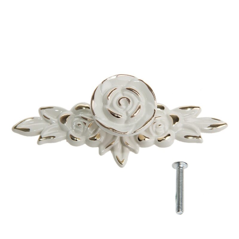 Pull Handvat Deur Antiek Goud Rose Kabinet Handvat Deur Lade Dressoir Kast: Lvory White