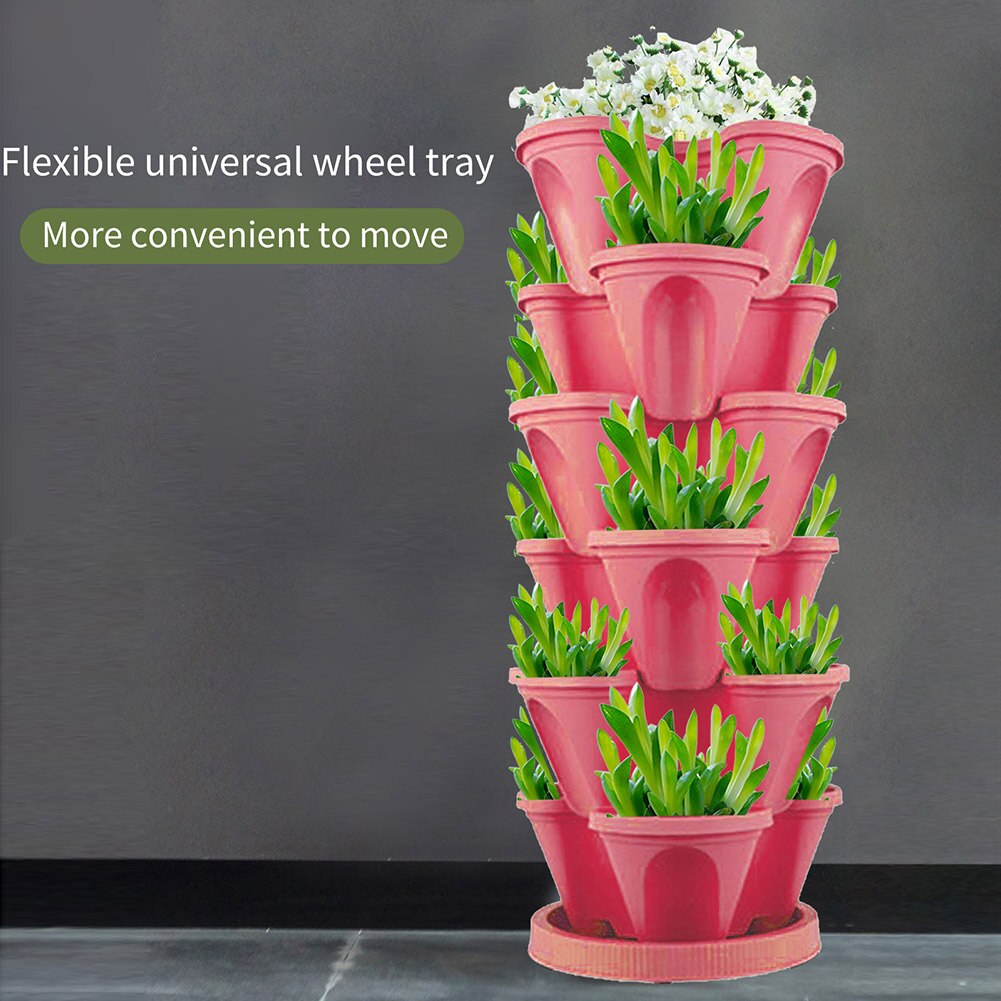 Strawberry Planter Pot Stackable Vertical Stackable Strawberry Herb Garden Planter Flower Seedling Holders