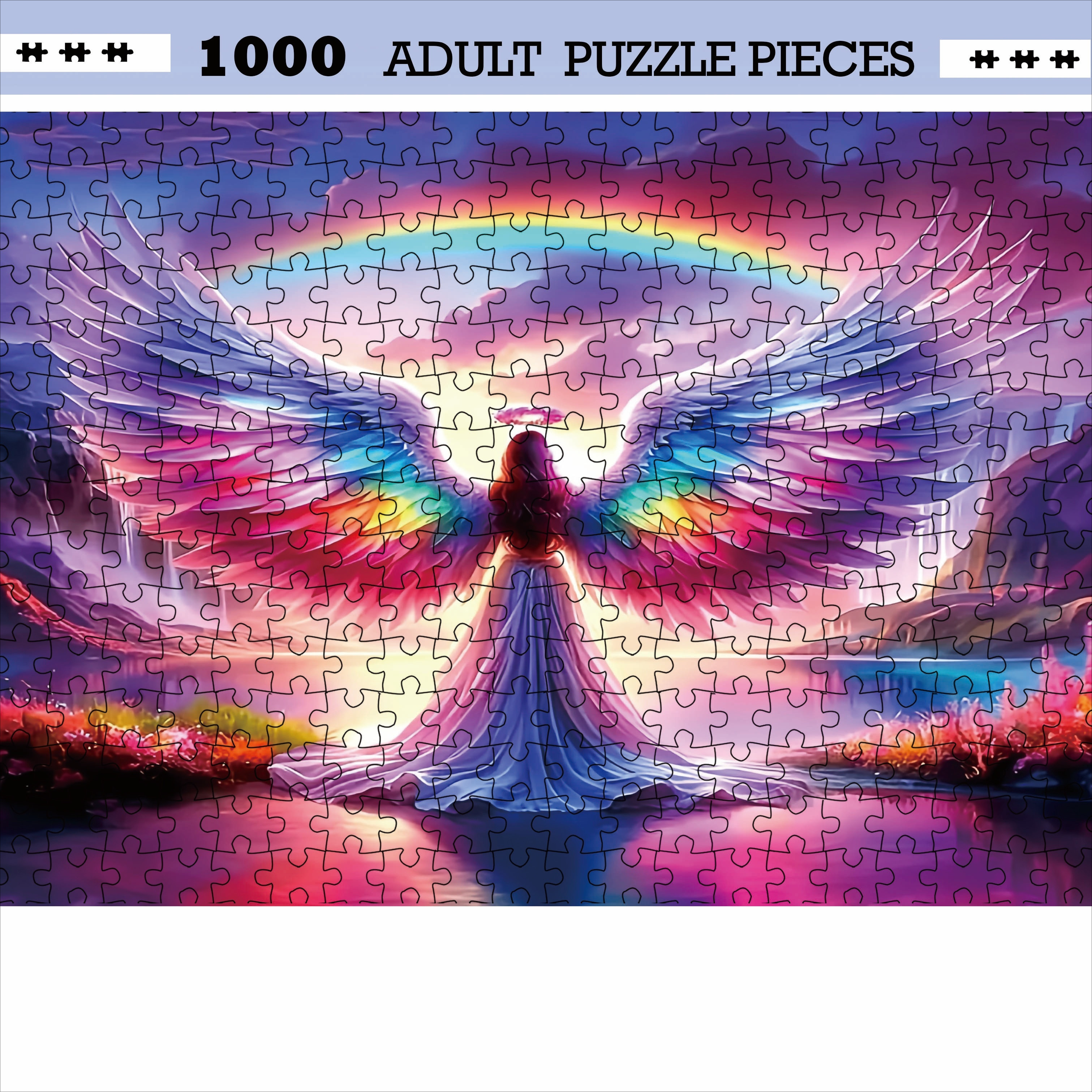 1000 sztuk drewniane puzzle tęczowe skrzydło anioła fantazyjny krajobraz kreatywny prezent dla noworodków rodzice motyw wystrój pokoju dziecięcego