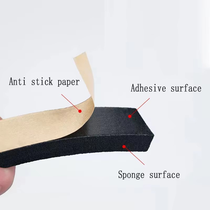 2-10M Foam Strip Strong Backing Adhesive Self-Adhesive Sponge Strip Sound Insulation Anti-Collision Sealing Rubber Strip