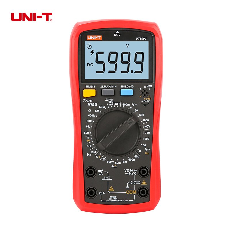 UNI-T UNI T Digital Multimeter True RMS UT890C UT890D+ Manual Range AC DC Frequency Capacitance Temperature Tester Backlight: UT890C