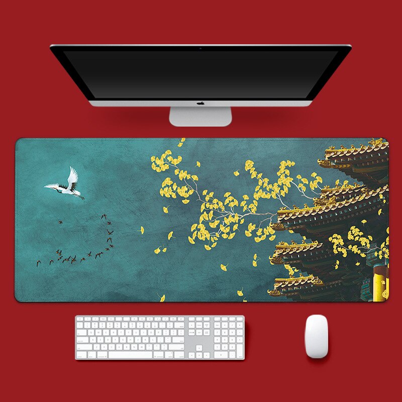 Chinese Style Large Size Mouse Pad Natural Rubber PC Computer Gaming Mousepad Desk Mat Locking Edge Cute Mouse Pad: 6-800X300X2mm