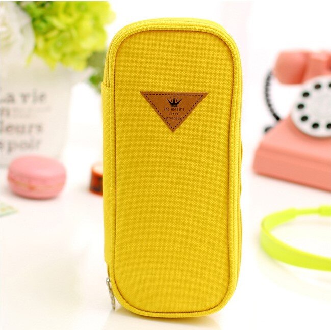 Estilo coreano Color caramelo breve lápiz caso multifunción papelería bolsa organizadora para almacenamiento Fuente de la escuela Escolar Papelaria: Amarillo