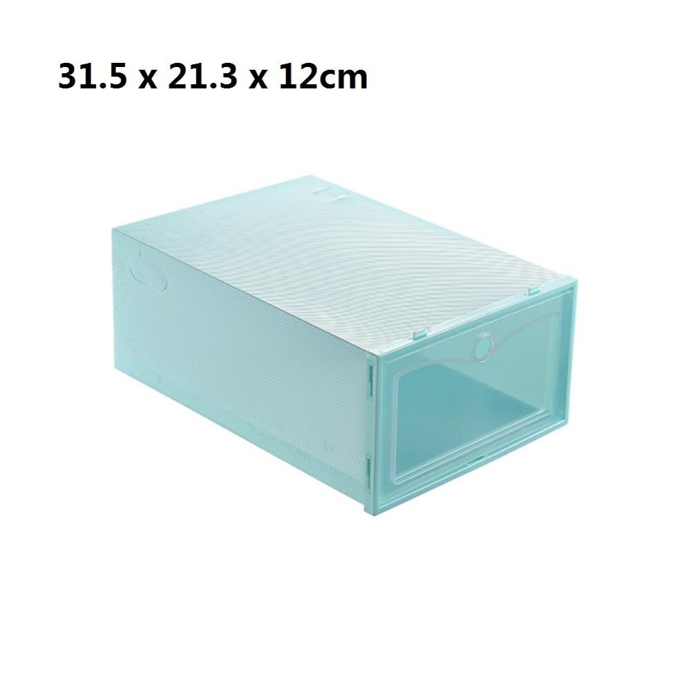 1Pc Transparent shoe box storage shoe boxes thickened dustproof shoes organizer box can be superimposed combination shoe cabinet: small-green