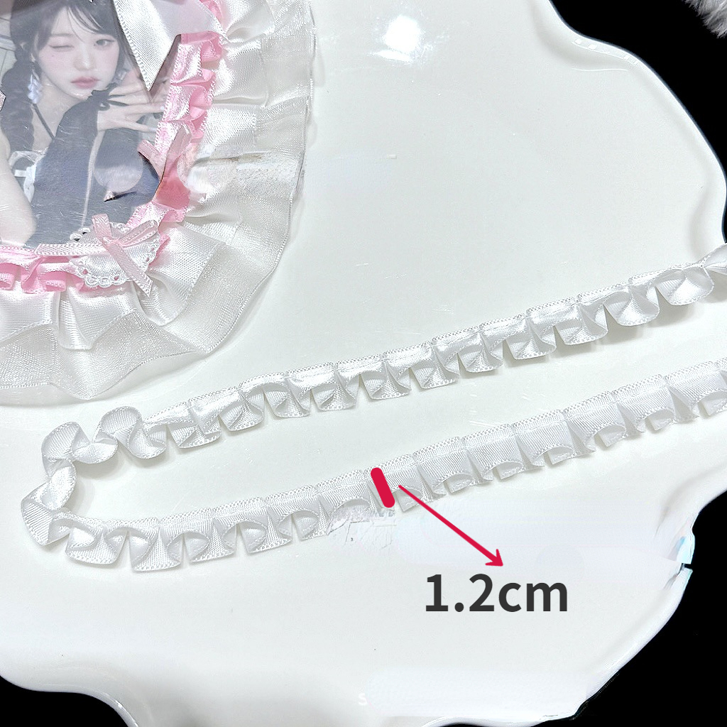 Cinta de encaje plisado de satén de Organza de doble capa, 1 metro, 3,8 CM de ancho, bolsas de Lolita, tela decorativa, adorno de volantes, decoración de bolsa Ita DIY: Rojo