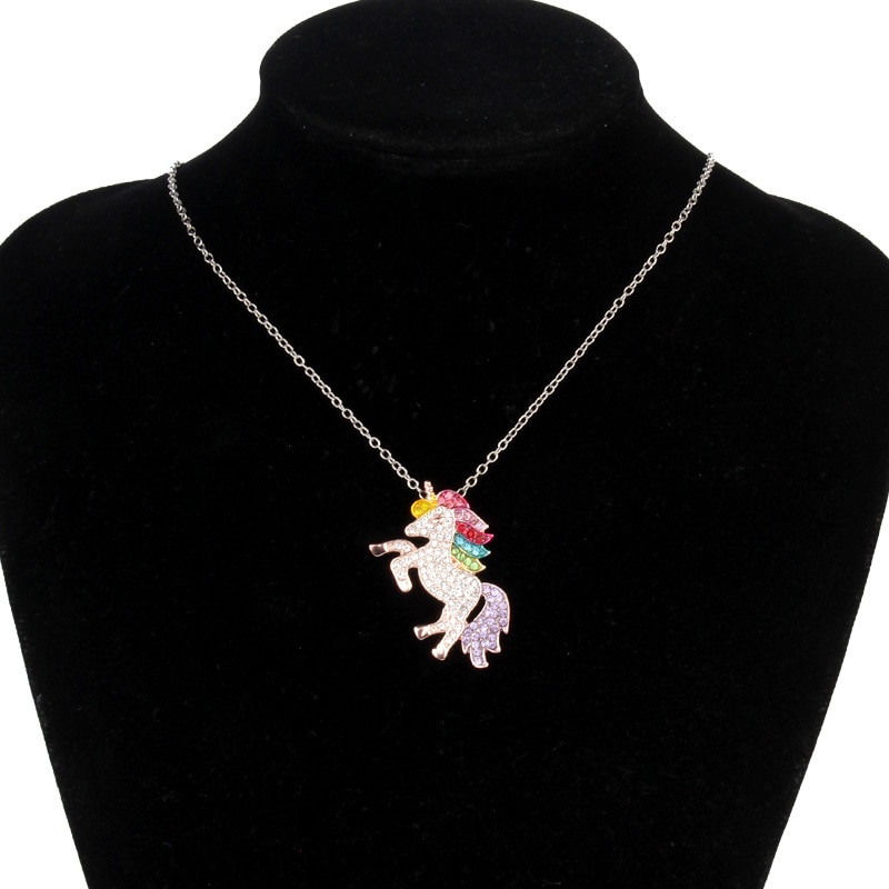 Lindo collar con unicornio de de dibujos animados caballo accesorios de joyería para niñas niños mujeres Animal colgante pulsera Set