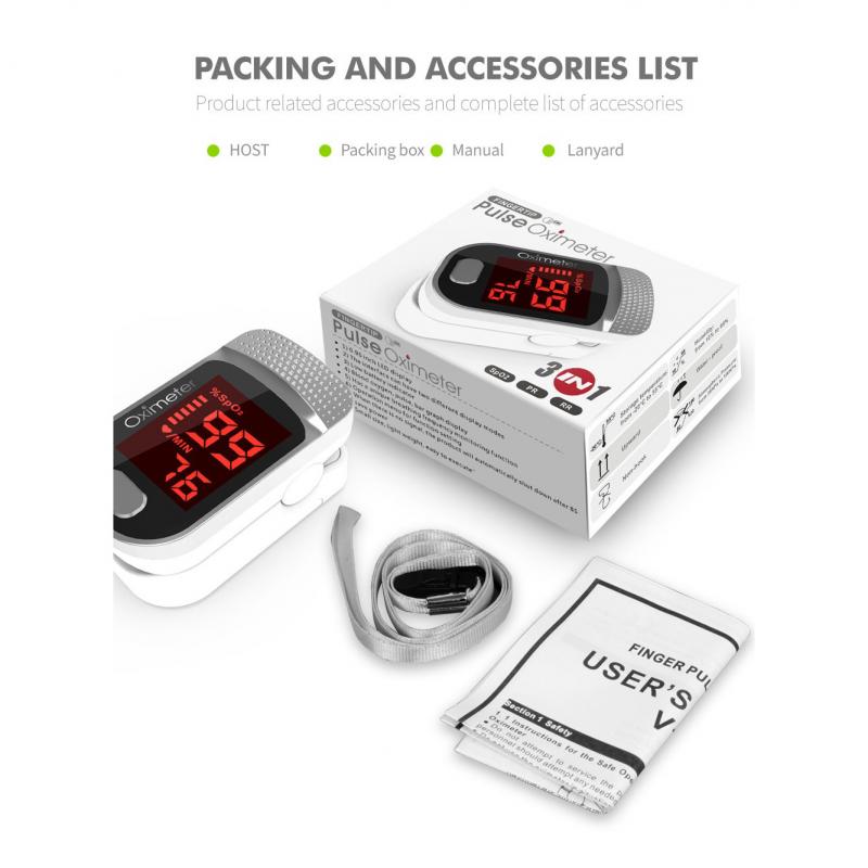 Finger Clip Oximeter Finger Pulse Oximetry Monitor LED Display Respiratory Rate Heart Rate Monitor