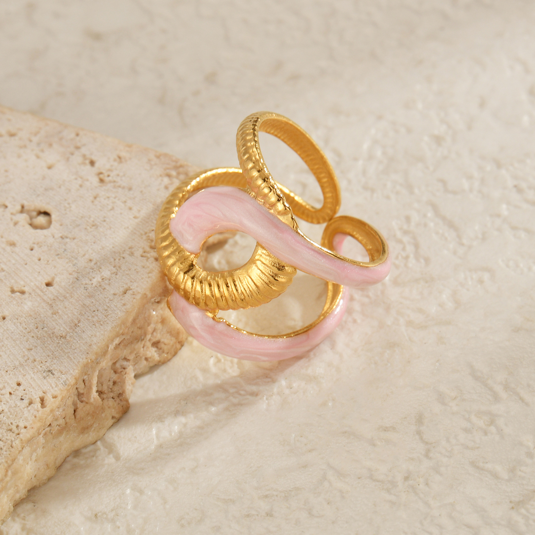 Freeteeme-Bague goutte d'huile de carillon pour femme, matiques plaquées or réglables, acier inoxydable, accessoires pour vous, de bijoux,