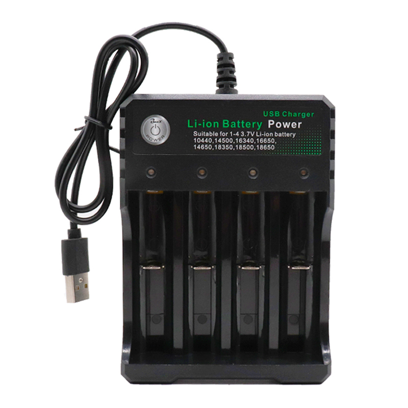 18650 Lithium Ion Rechargeable Battery for Panasonic NCR 18650B 3400mAh Flashlight Tool + USB Quad Smart Char
