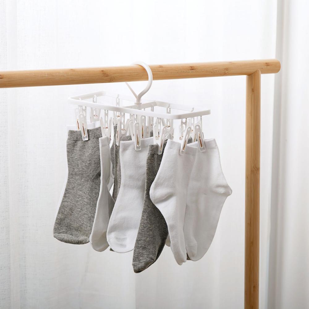 Porte-vêtements pliable à 16/36/48 clips, cintre à linge rotatif, support de rangement pour soutien-gorge, chaussettes, sous-vêtements, pince à linge