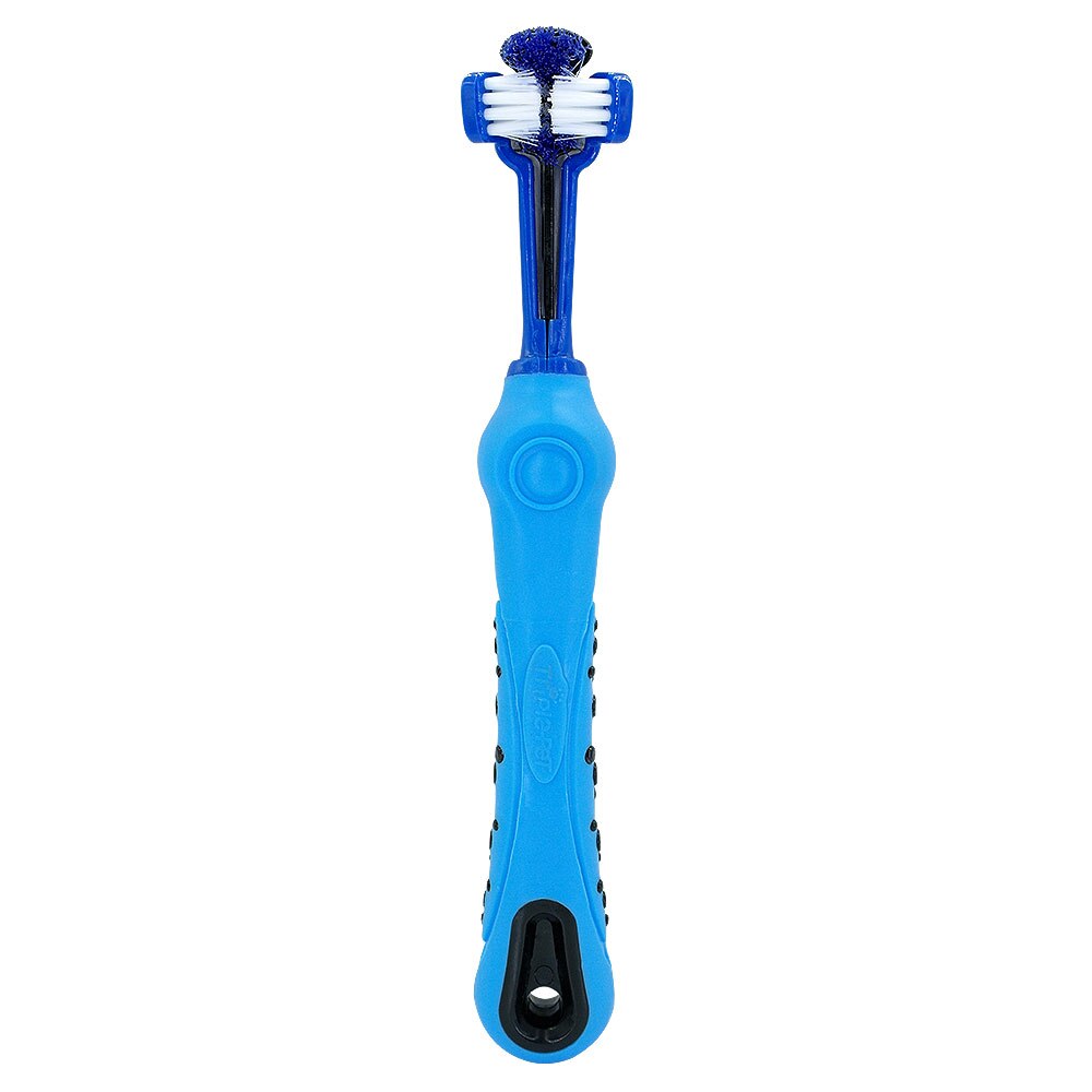 Cepillo dental para perro, cepillo de dientes de Gato suave con tres lados, cepillo de dientes de goma para perros, herramienta para dientes de sarro de mal aliento, accesorios para mascotas: blue