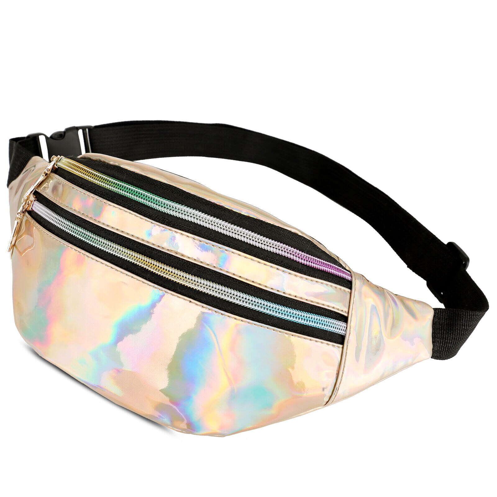 Women Travel Waist Fanny Crossbody Pack Belt Pouch Hip Bum Bag Purse Wallet Black Gold Pink Silver: Gold