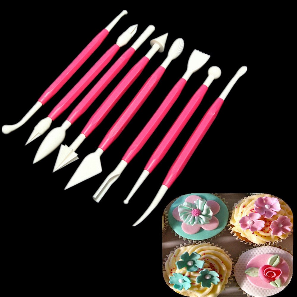 8 stks/set Plastic Fondant Cake Decorating Maken Carving Gereedschap Bloem Carving Cake Cookies Pastry Plastic Gereedschap Set Afneembare